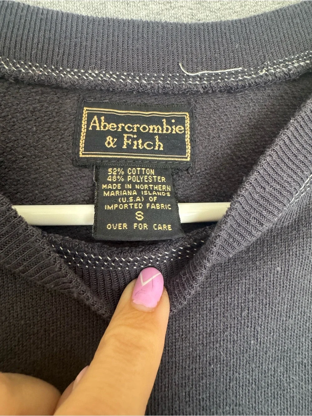 Abercrombie & Fitch Size Small Dark Navy Logo Crew Sweatshirt Y2K Normcore